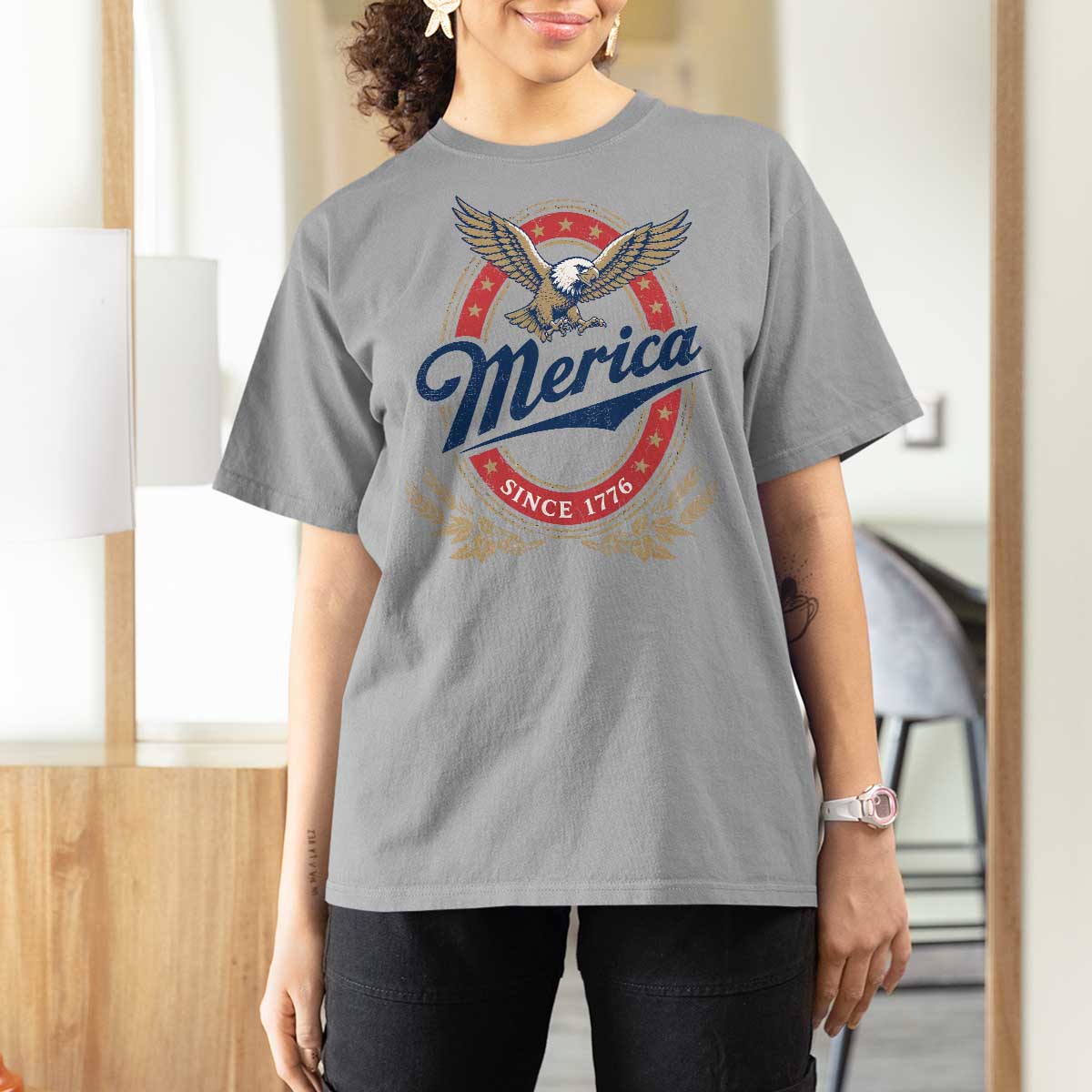 Retro Merica Eagle Funny 4th Of July T Shirt For Women Vintage Independence Day 1776