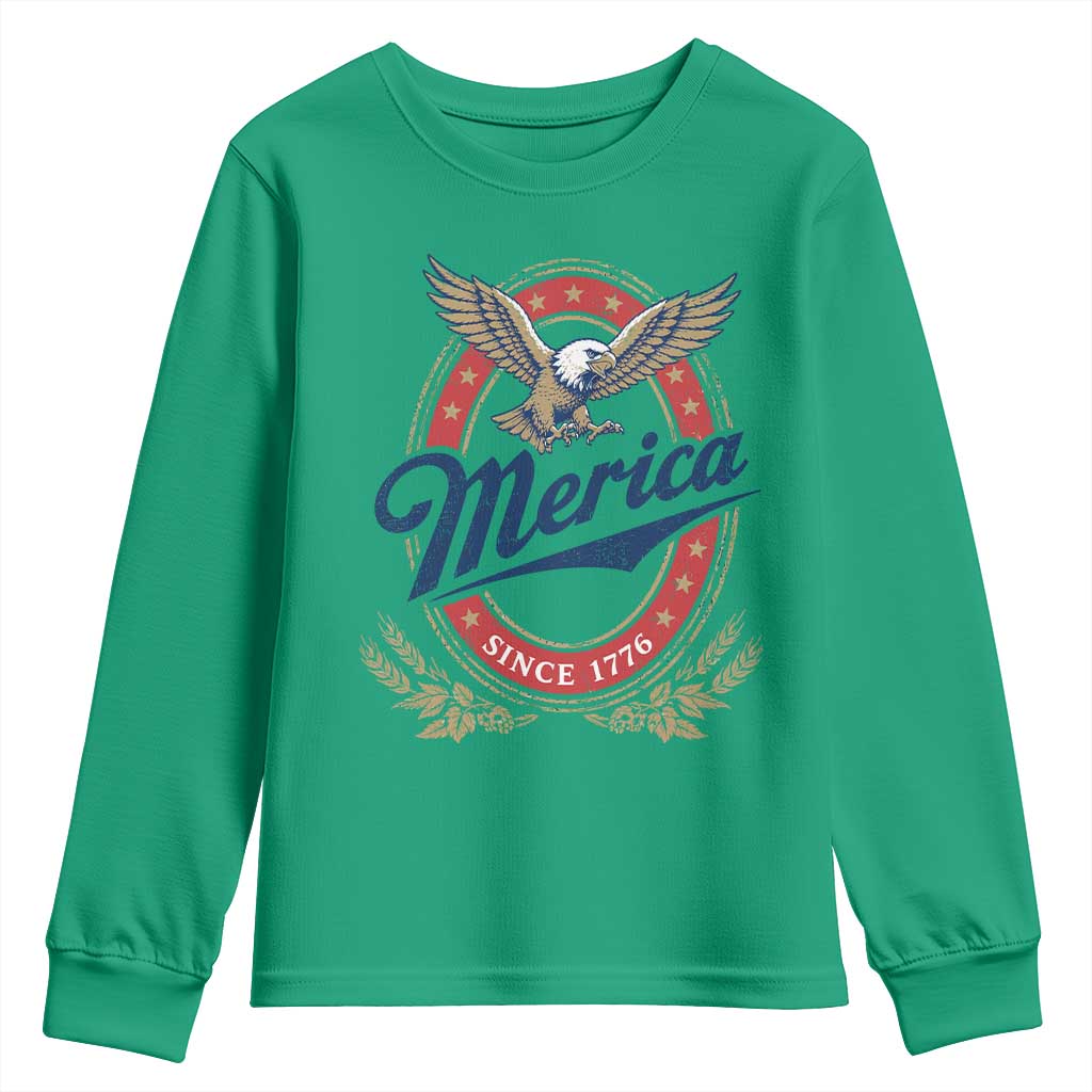Retro Merica Eagle Funny 4th Of July Youth Sweatshirt Vintage Independence Day 1776