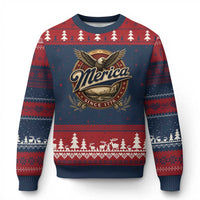 Retro Merica Eagle 4th Of July Ugly Christmas Sweater Vintage 1776 Independence Day