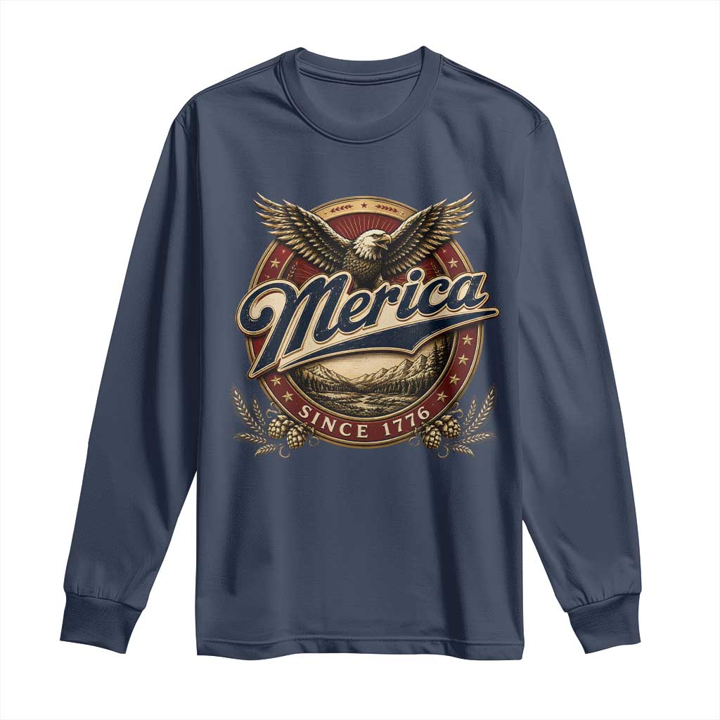 Retro Merica Eagle 4th Of July Long Sleeve Shirt Vintage 1776 Independence Day