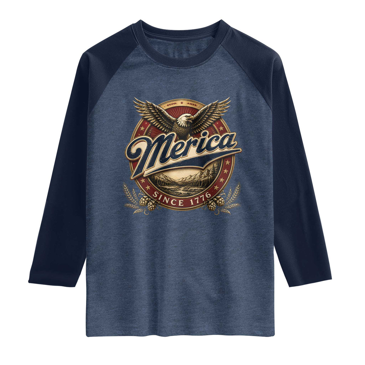 Retro Merica Eagle 4th Of July Raglan Shirt Vintage 1776 Independence Day
