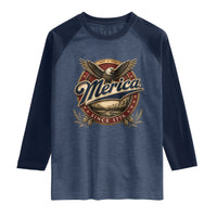 Retro Merica Eagle 4th Of July Raglan Shirt Vintage 1776 Independence Day