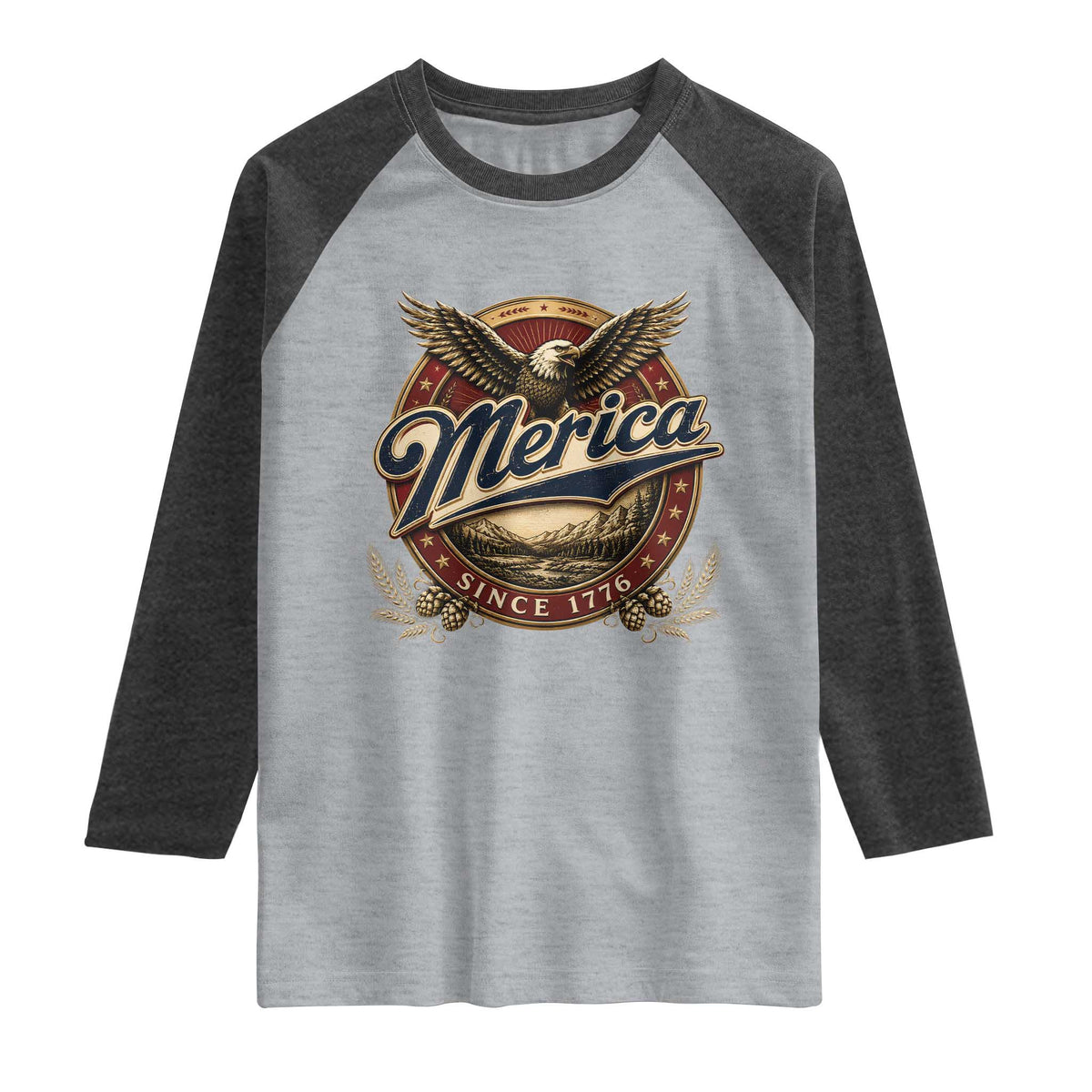 Retro Merica Eagle 4th Of July Raglan Shirt Vintage 1776 Independence Day