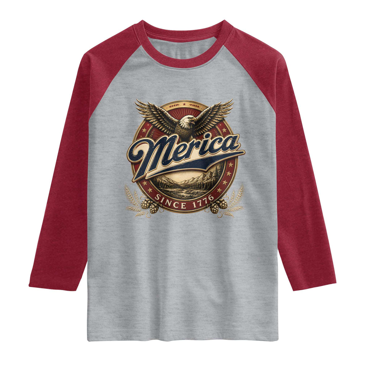 Retro Merica Eagle 4th Of July Raglan Shirt Vintage 1776 Independence Day
