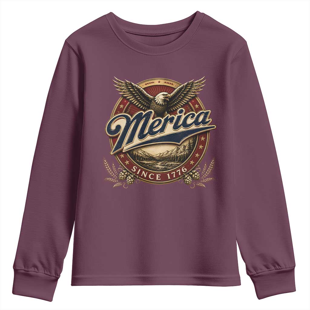 Retro Merica Eagle 4th Of July Youth Sweatshirt Vintage 1776 Independence Day