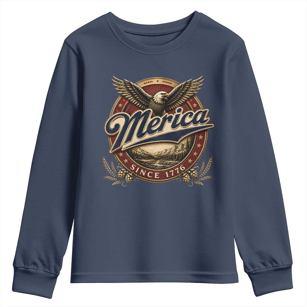 Retro Merica Eagle 4th Of July Youth Sweatshirt Vintage 1776 Independence Day