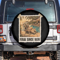 Funny Raccoon Feral Since 1936 90th Birthday Spare Tire Cover Vintage 90 Year Old Gift