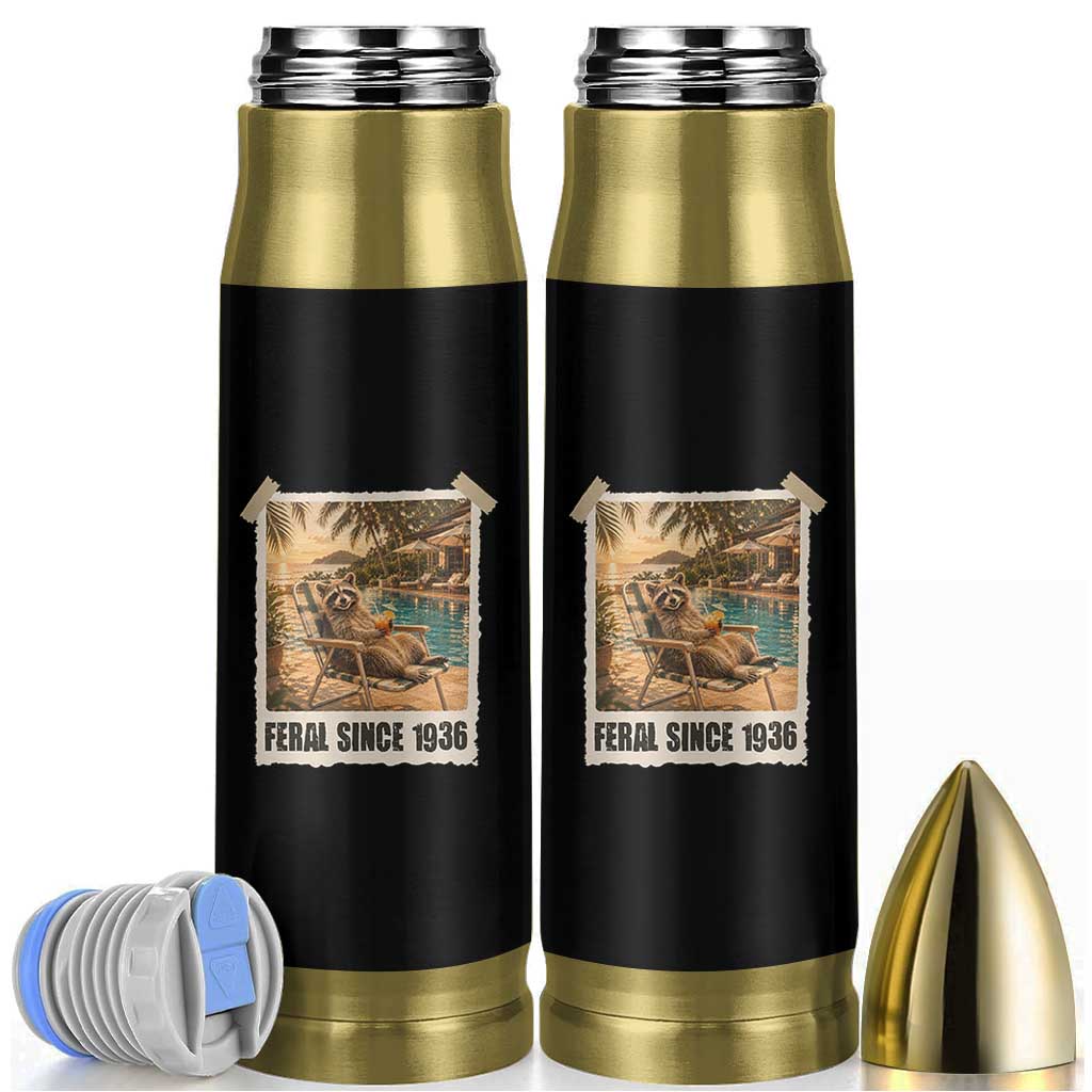 Funny Raccoon Feral Since 1936 90th Birthday Bullet Tumbler Vintage 90 Year Old Gift