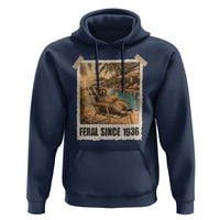 Funny Raccoon Feral Since 1936 90th Birthday Hoodie Vintage 90 Year Old Gift