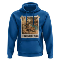Funny Raccoon Feral Since 1936 90th Birthday Hoodie Vintage 90 Year Old Gift