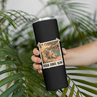 Funny Raccoon Feral Since 1936 90th Birthday Skinny Tumbler Vintage 90 Year Old Gift