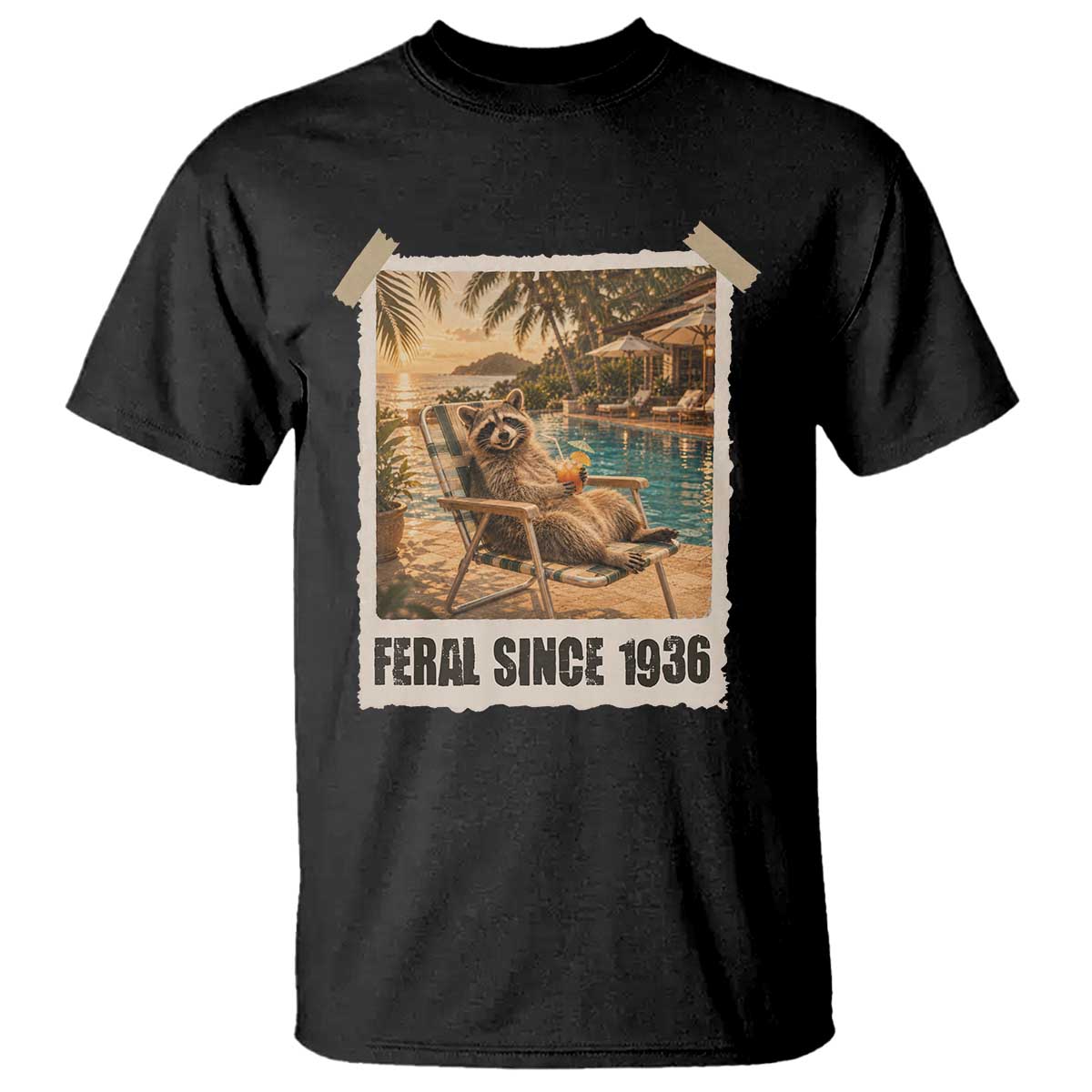 Funny Raccoon Feral Since 1936 90th Birthday T Shirt Vintage 90 Year Old Gift