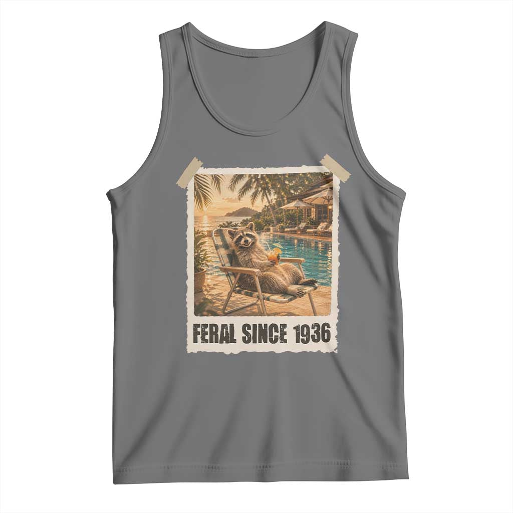 Funny Raccoon Feral Since 1936 90th Birthday Tank Top Vintage 90 Year Old Gift