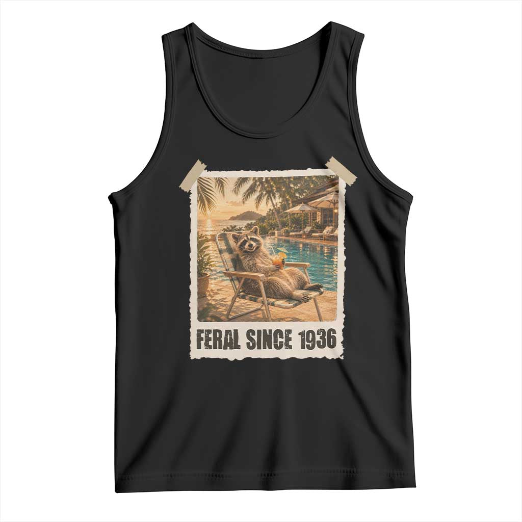 Funny Raccoon Feral Since 1936 90th Birthday Tank Top Vintage 90 Year Old Gift