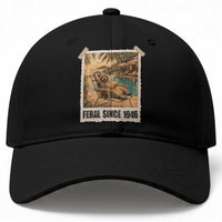 Funny Raccoon Feral Since 1946 80th Birthday Baseball Cap Vintage 80 Year Old Gift