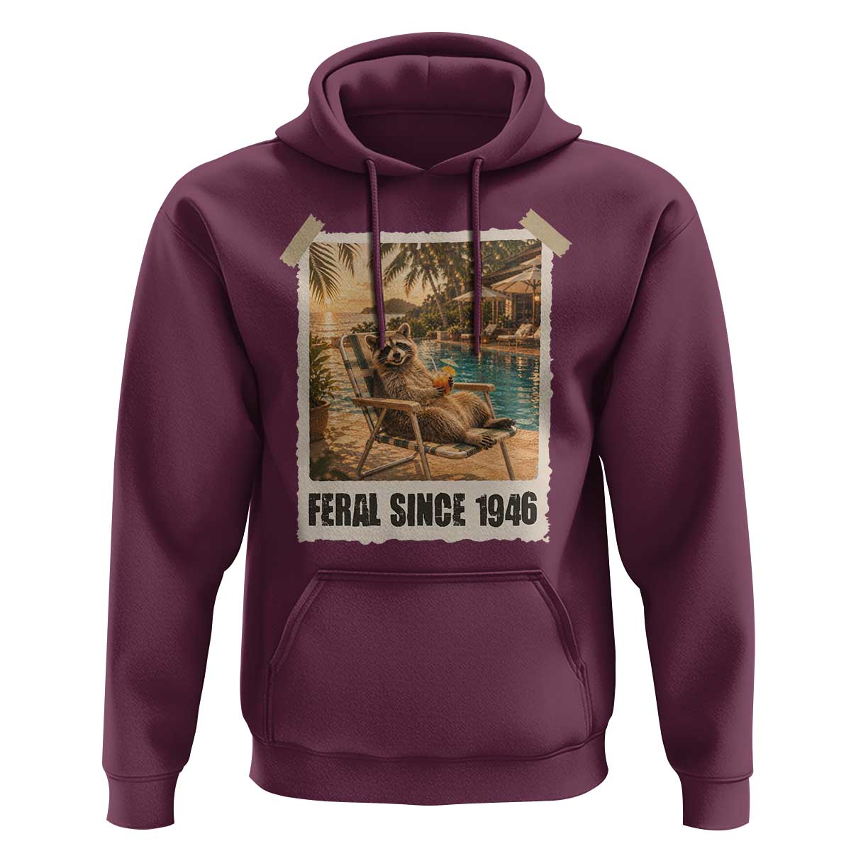 Funny Raccoon Feral Since 1946 80th Birthday Hoodie Vintage 80 Year Old Gift