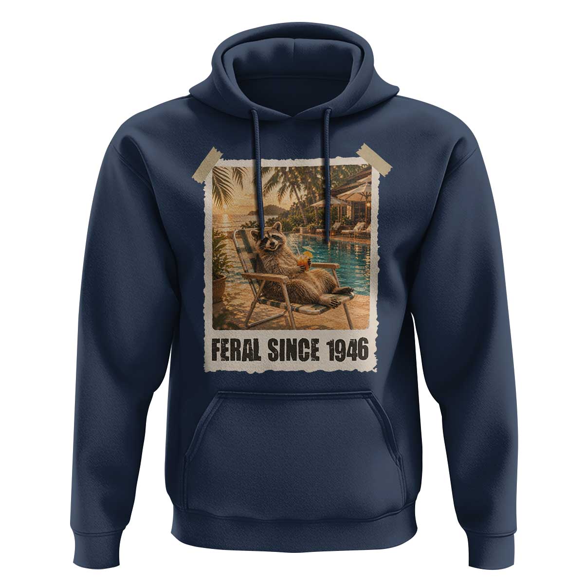 Funny Raccoon Feral Since 1946 80th Birthday Hoodie Vintage 80 Year Old Gift