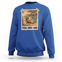 Funny Raccoon Feral Since 1946 80th Birthday Sweatshirt Vintage 80 Year Old Gift