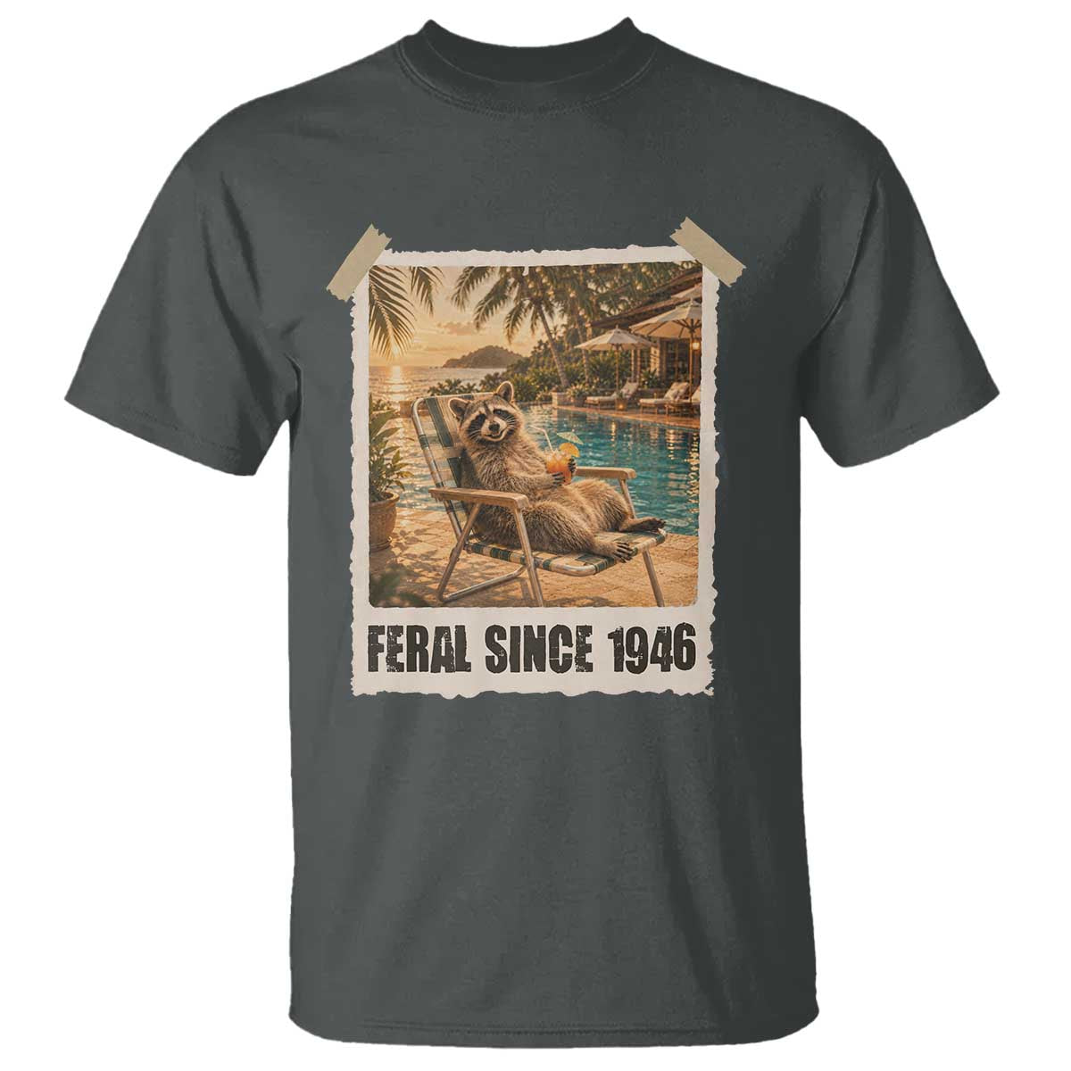 Funny Raccoon Feral Since 1946 80th Birthday T Shirt Vintage 80 Year Old Gift