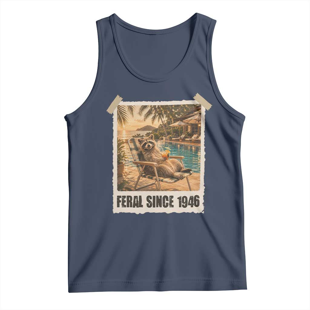 Funny Raccoon Feral Since 1946 80th Birthday Tank Top Vintage 80 Year Old Gift