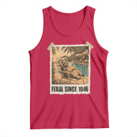 Funny Raccoon Feral Since 1946 80th Birthday Tank Top Vintage 80 Year Old Gift