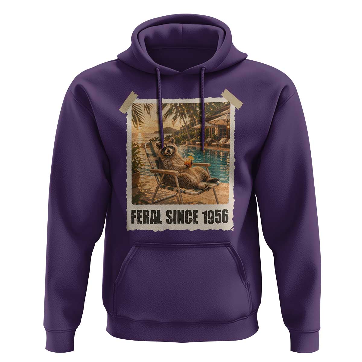 Funny Raccoon Feral Since 1956 70th Birthday Hoodie Vintage 70 Year Old Gift