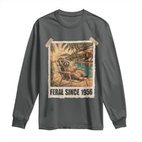 Funny Raccoon Feral Since 1956 70th Birthday Long Sleeve Shirt Vintage 70 Year Old Gift