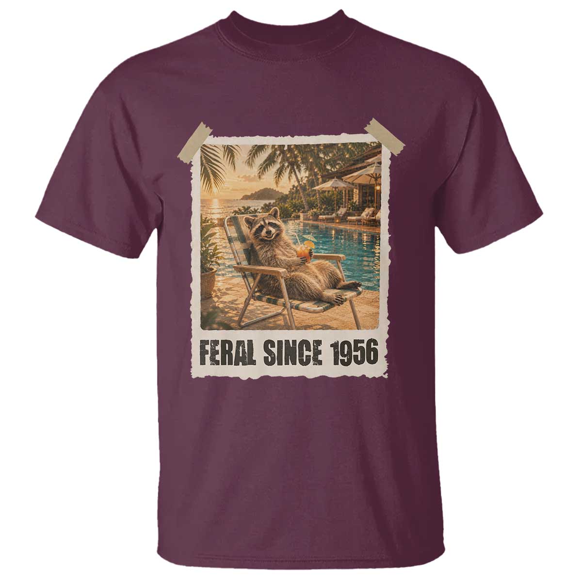 Funny Raccoon Feral Since 1956 70th Birthday T Shirt Vintage 70 Year Old Gift