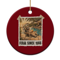 Funny Raccoon Feral Since 1966 60th Birthday Ceramic Ornament Vintage 60 Year Old Gift
