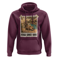 Funny Raccoon Feral Since 1966 60th Birthday Hoodie Vintage 60 Year Old Gift