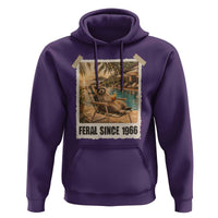 Funny Raccoon Feral Since 1966 60th Birthday Hoodie Vintage 60 Year Old Gift