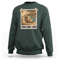 Funny Raccoon Feral Since 1966 60th Birthday Sweatshirt Vintage 60 Year Old Gift
