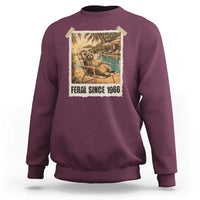 Funny Raccoon Feral Since 1966 60th Birthday Sweatshirt Vintage 60 Year Old Gift