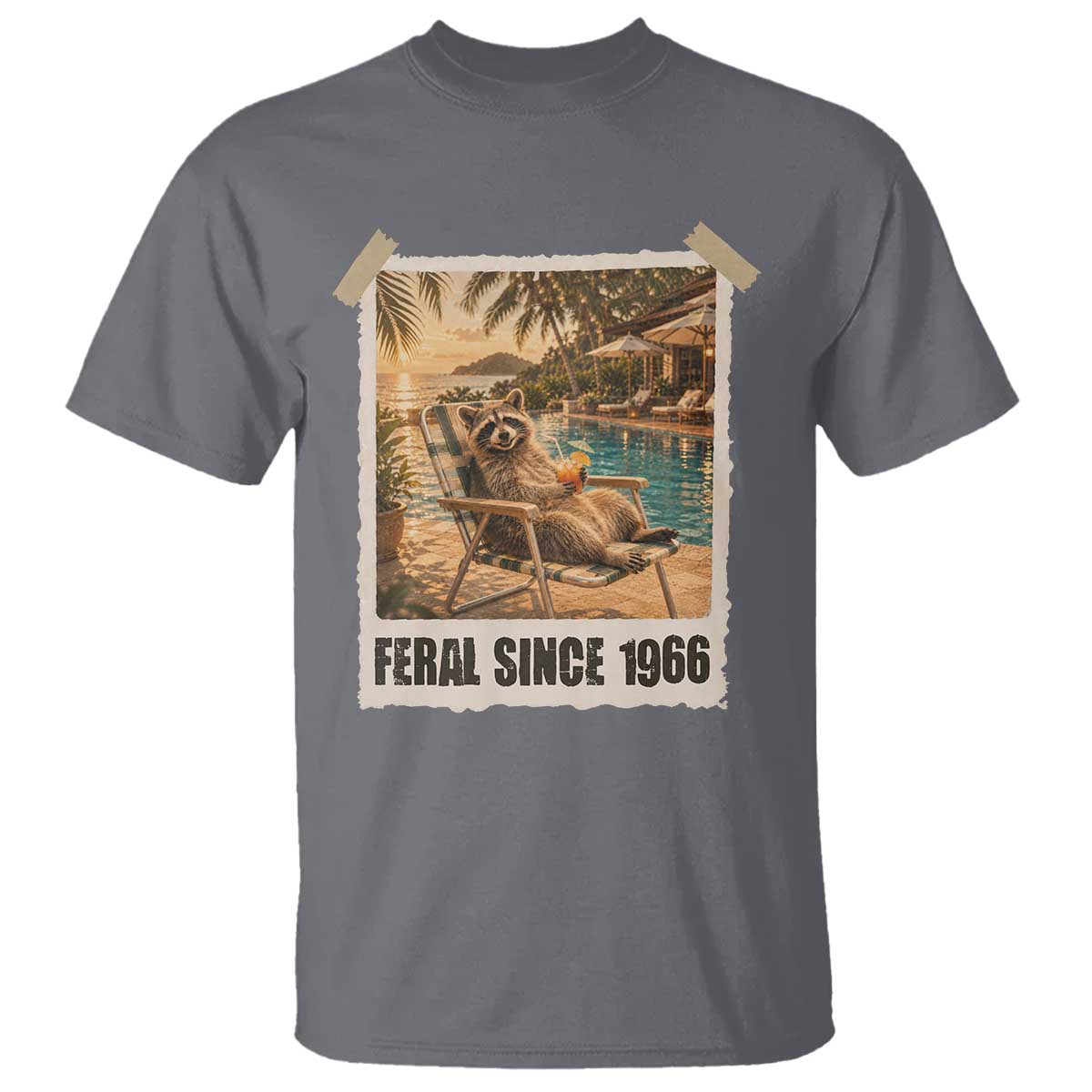 Funny Raccoon Feral Since 1966 60th Birthday T Shirt Vintage 60 Year Old Gift