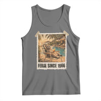 Funny Raccoon Feral Since 1966 60th Birthday Tank Top Vintage 60 Year Old Gift