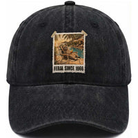 Funny Raccoon Feral Since 1966 60th Birthday Washed Cotton Baseball Cap Vintage 60 Year Old Gift