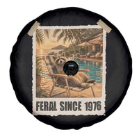 Funny Raccoon Feral Since 1976 50th Birthday Spare Tire Cover Vintage 50 Year Old Gift