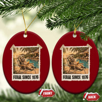 Funny Raccoon Feral Since 1976 50th Birthday Ceramic Ornament Vintage 50 Year Old Gift
