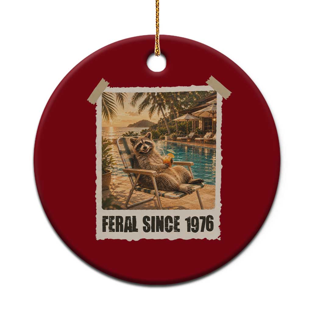 Funny Raccoon Feral Since 1976 50th Birthday Ceramic Ornament Vintage 50 Year Old Gift