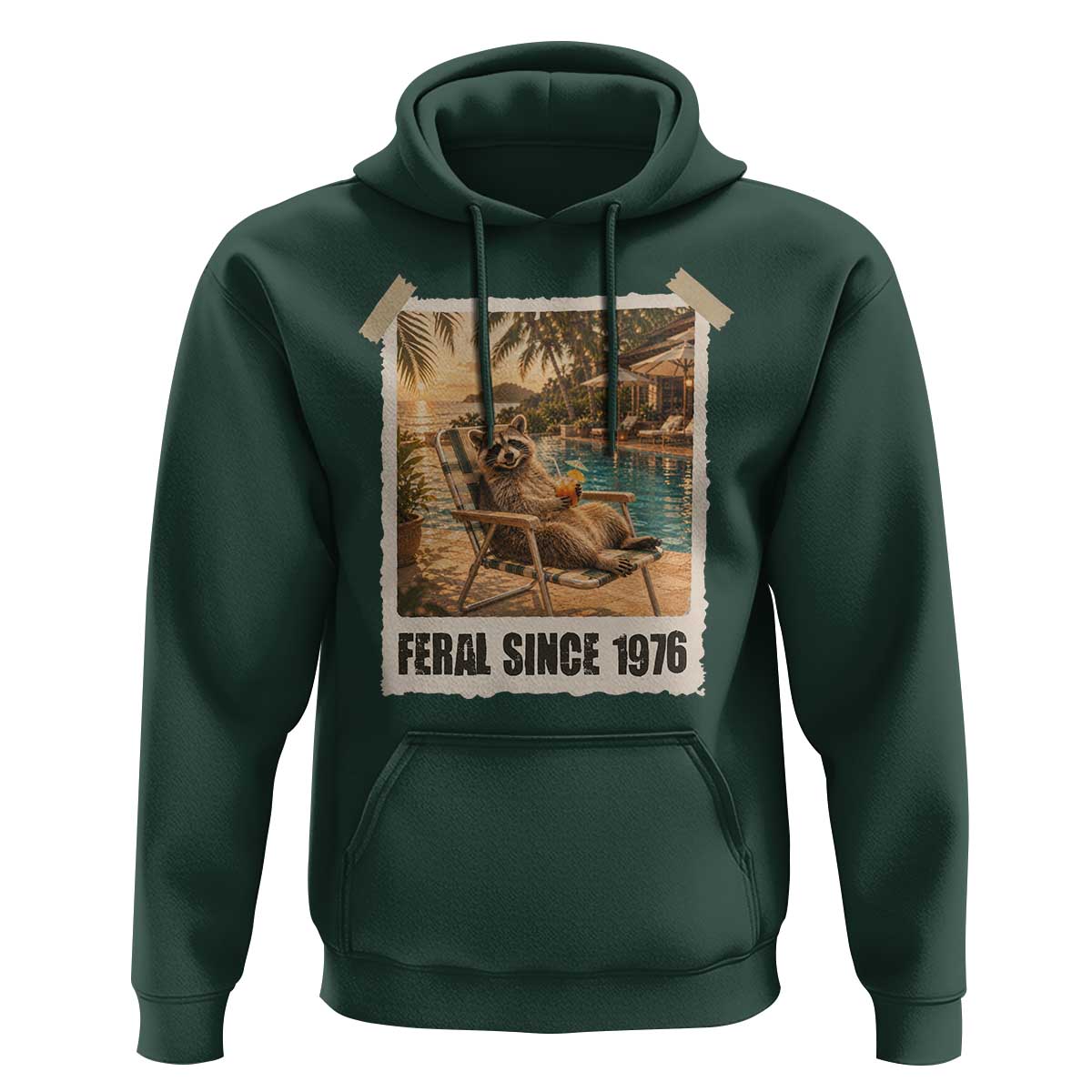 Funny Raccoon Feral Since 1976 50th Birthday Hoodie Vintage 50 Year Old Gift