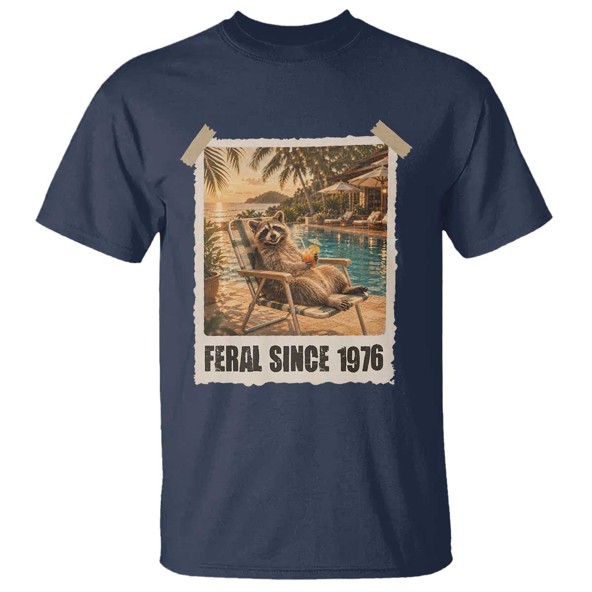 Funny Raccoon Feral Since 1976 50th Birthday T Shirt Vintage 50 Year Old Gift