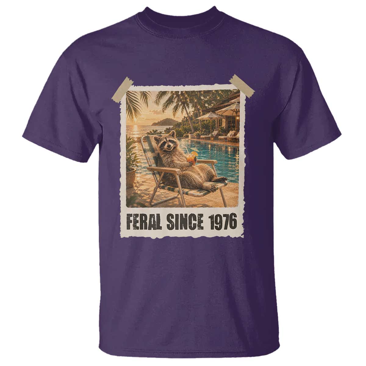 Funny Raccoon Feral Since 1976 50th Birthday T Shirt Vintage 50 Year Old Gift
