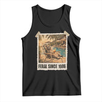 Funny Raccoon Feral Since 1986 40th Birthday Tank Top Vintage 40 Year Old Gift