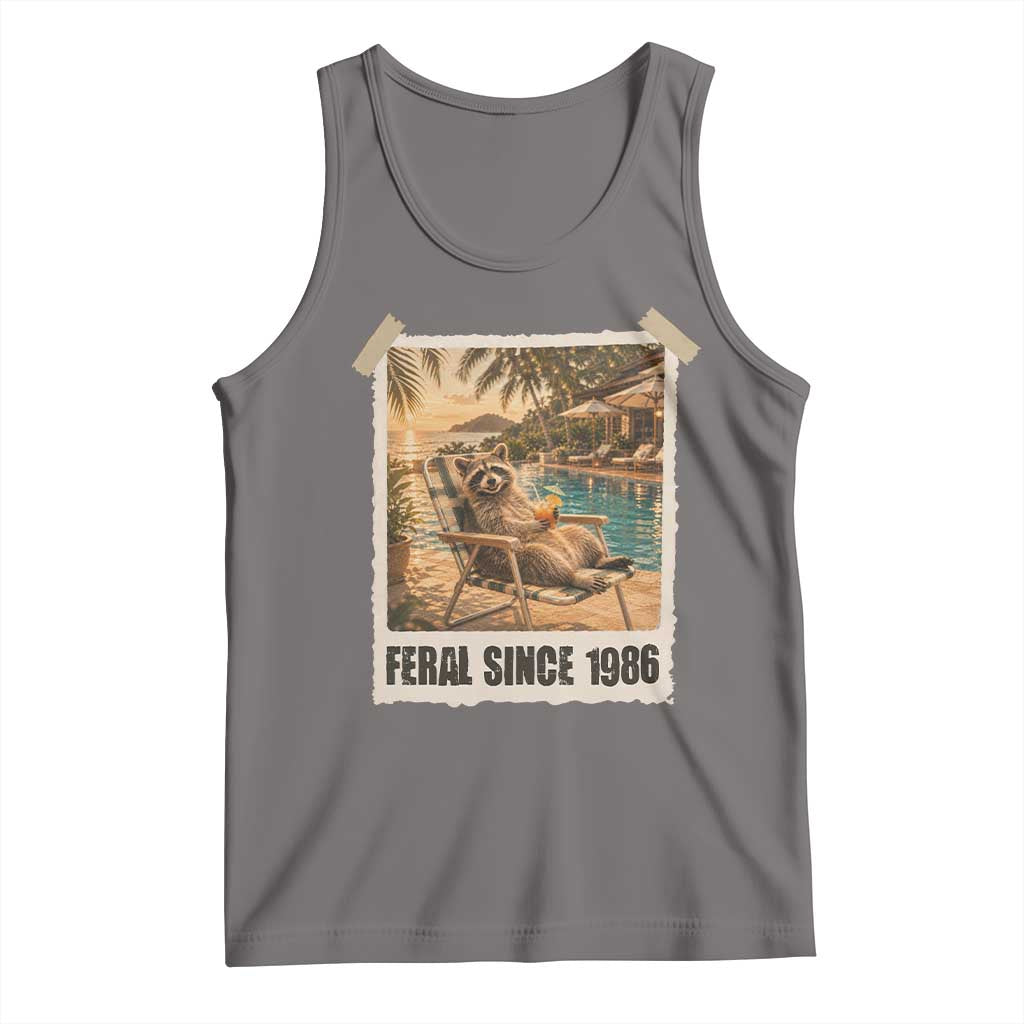 Funny Raccoon Feral Since 1986 40th Birthday Tank Top Vintage 40 Year Old Gift