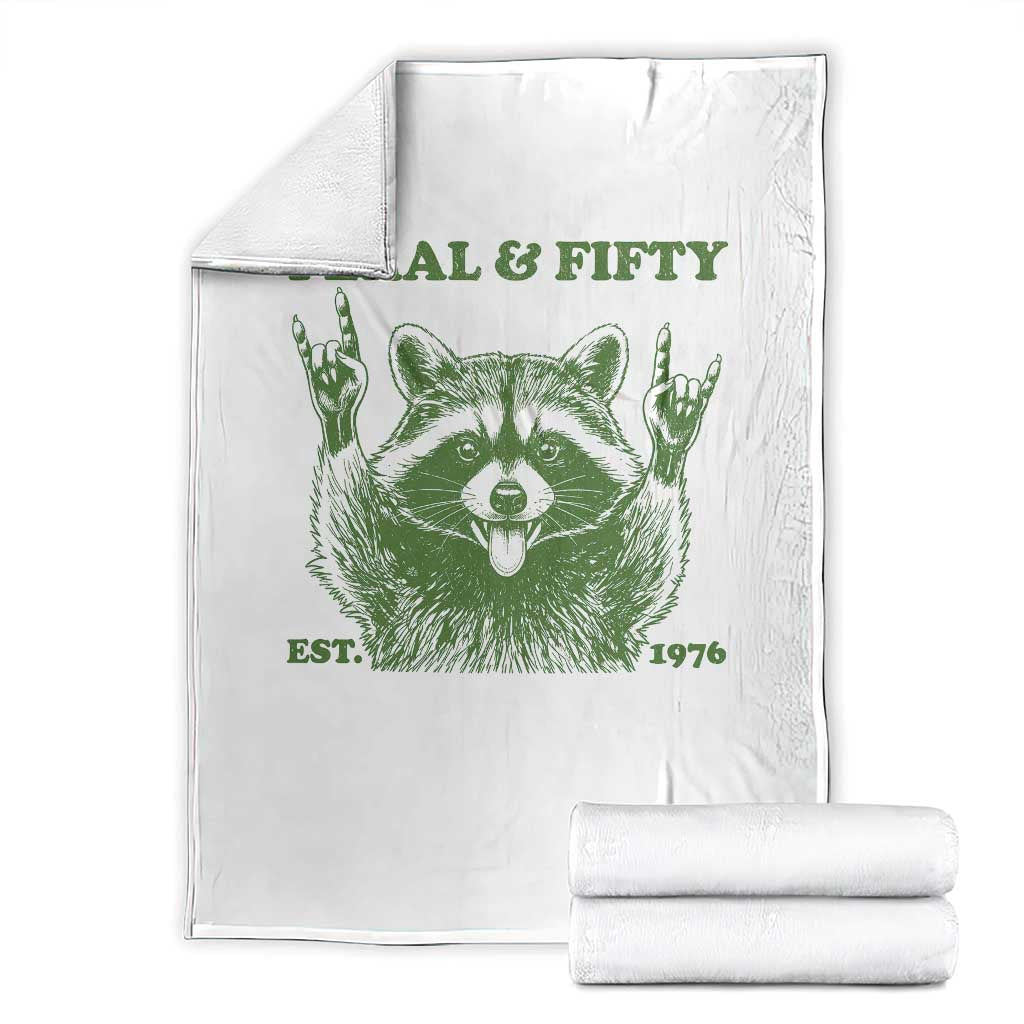 Raccoon 50th Birthday Throw Blanket Funny Feral And Fifty Vintage 1976 50 Year Old Gift