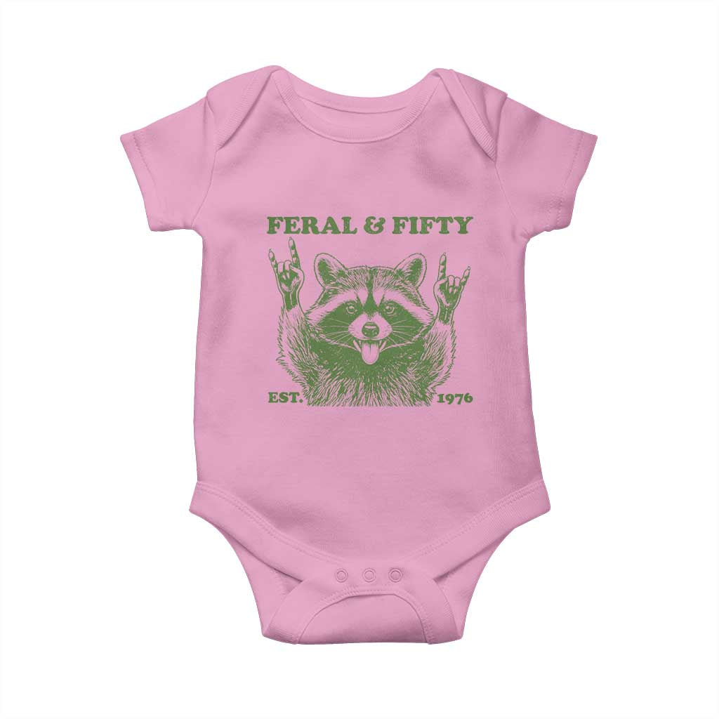 Raccoon 50th Birthday Baby Onesie Funny Feral And Fifty Vintage 1976 50 Year Old Gift