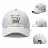 Raccoon 50th Birthday Baseball Cap Funny Feral And Fifty Vintage 1976 50 Year Old Gift
