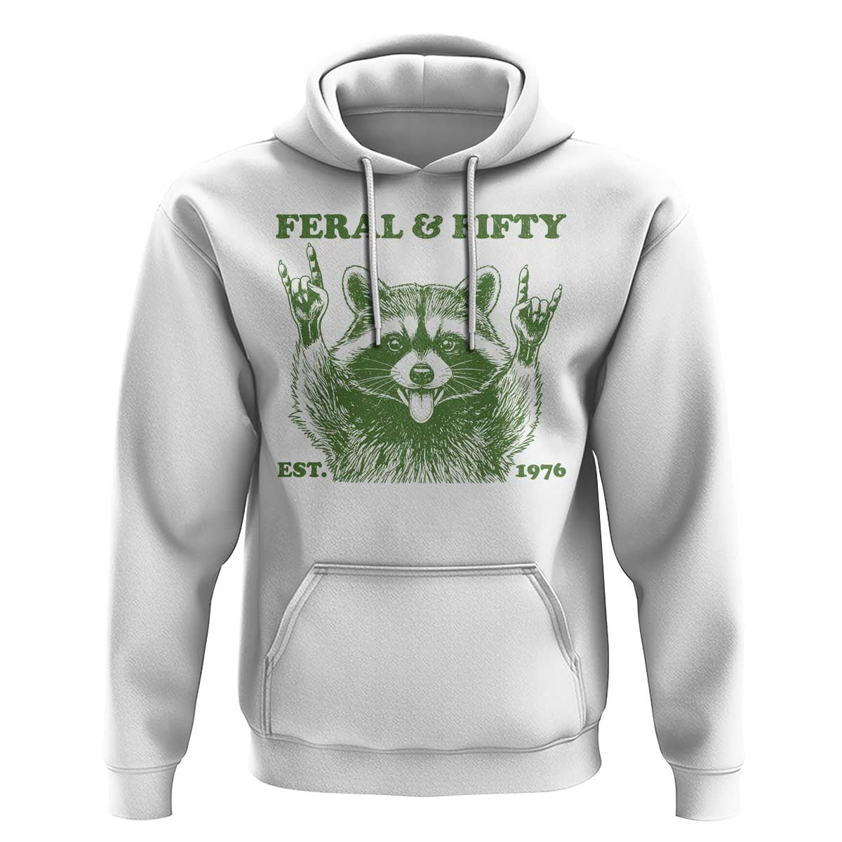 Raccoon 50th Birthday Hoodie Funny Feral And Fifty Vintage 1976 50 Year Old Gift