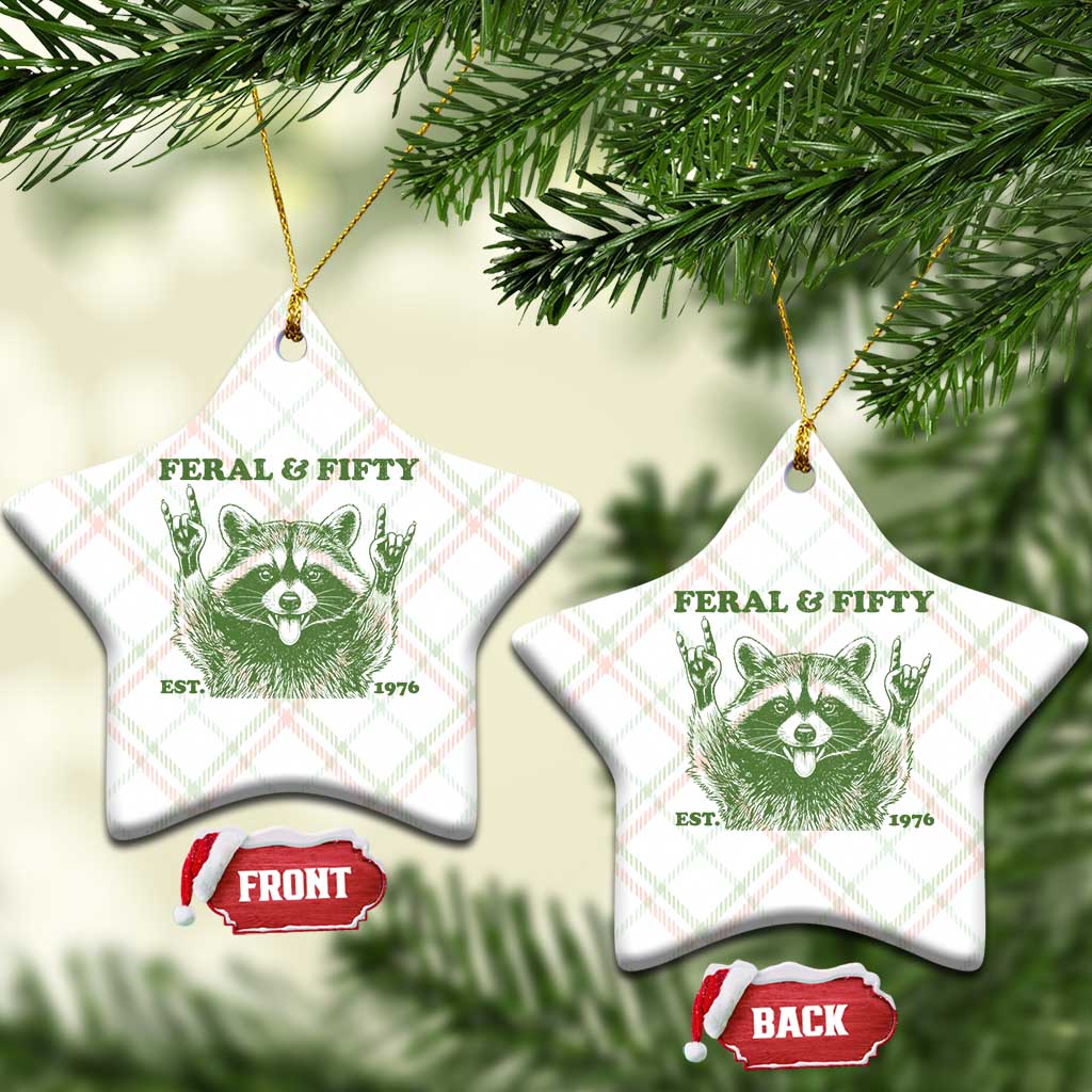 Raccoon 50th Birthday Ceramic Ornament Funny Feral And Fifty Vintage 1976 50 Year Old Gift