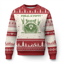 Raccoon 50th Birthday Ugly Christmas Sweater Funny Feral And Fifty Vintage 1976 50 Year Old Gift
